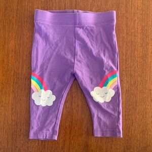 🍓3/$10 Joe Fresh Purple Leggings with Rainbow and Cloud Design size 3-6m